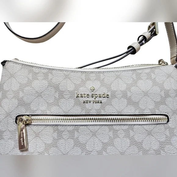 Kate Spade Dark Beige PVC Flower Crossbody Bag, With Silver Hardware, New w/tags - Picture 3 of 8